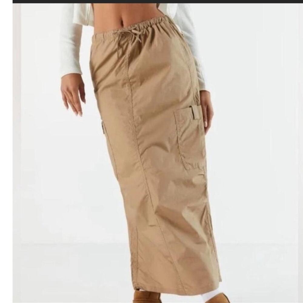 Jaded london Y2K Cargo Midi skirt tan size S utility gorpcore trendy minimalist